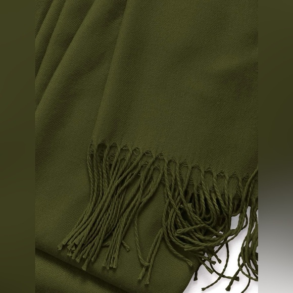 Unisex Large Lightweight Soft Silky Real Cashmere Shawl Wrap Scarf -olive - Picture 2 of 5